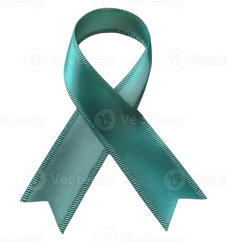 Teal awareness ribbon symbolizing support and hope transparent png