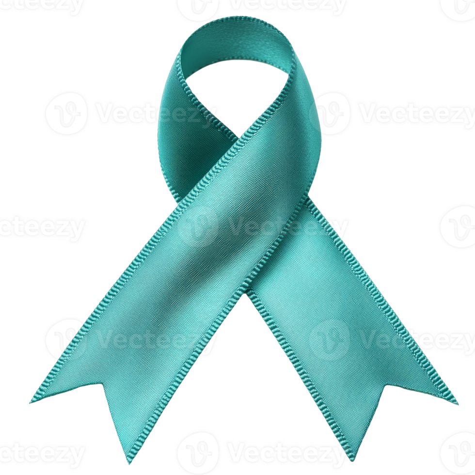 Teal ribbon for awareness and support transparent png