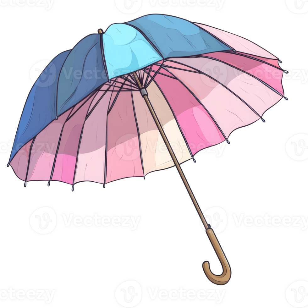 Colorful umbrella with a blue and pink design transparent png