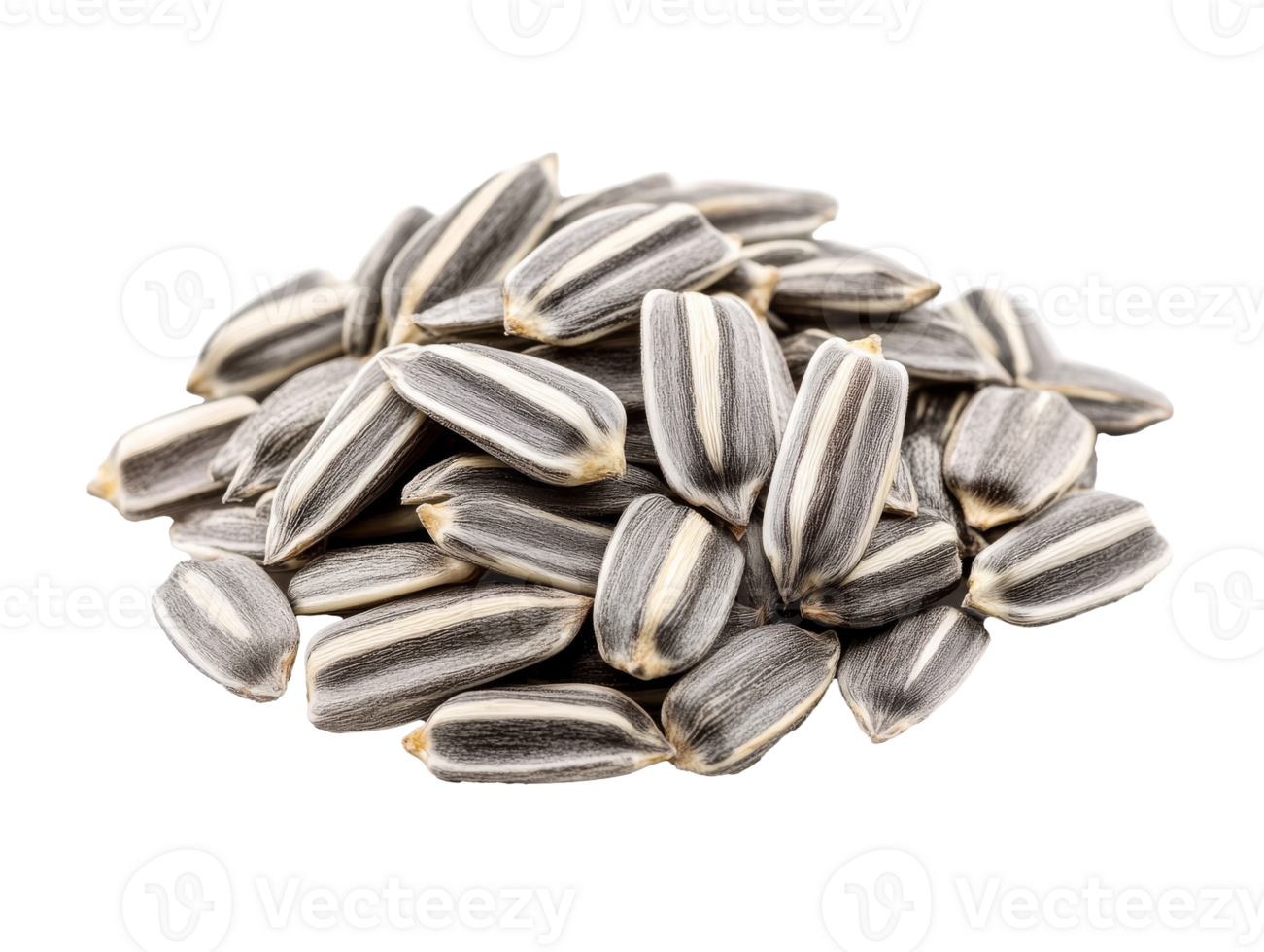 Sunflower seeds piled on a clean white surface transparent png