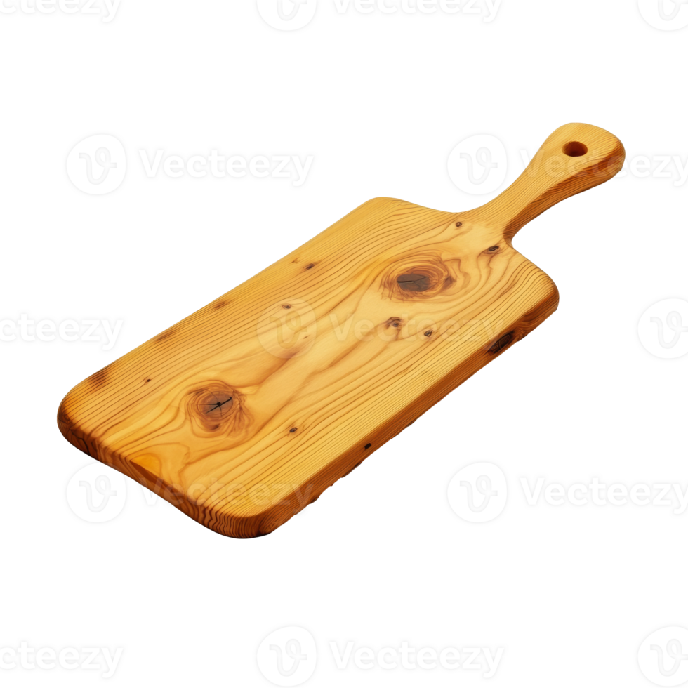 Wooden cutting board on a plain countertop transparent png