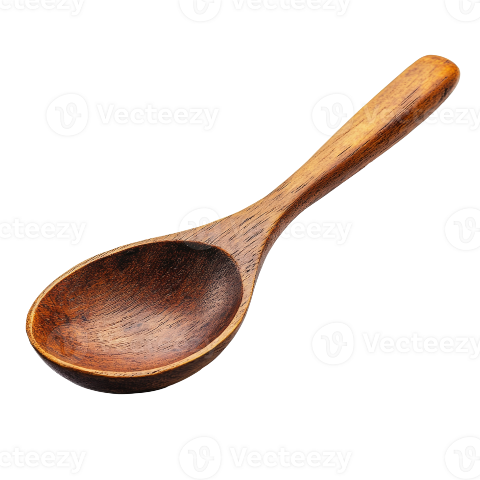 Wooden spoon resting on a surface in soft lighting transparent png