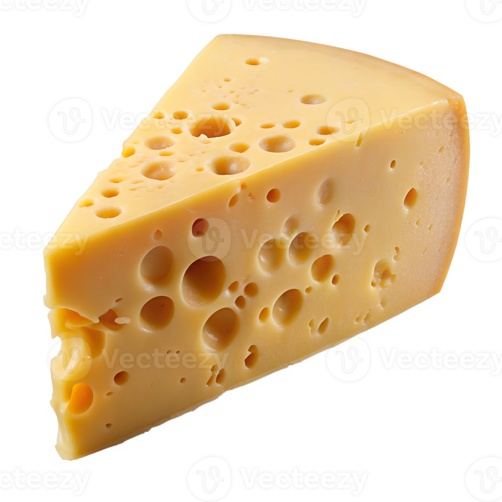 un' delizioso cuneo di svizzero formaggio con fori png