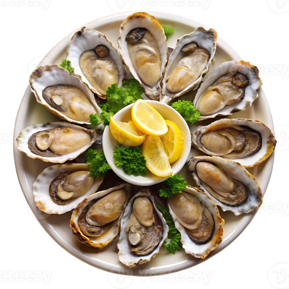 Oysters with lemon and herbs png