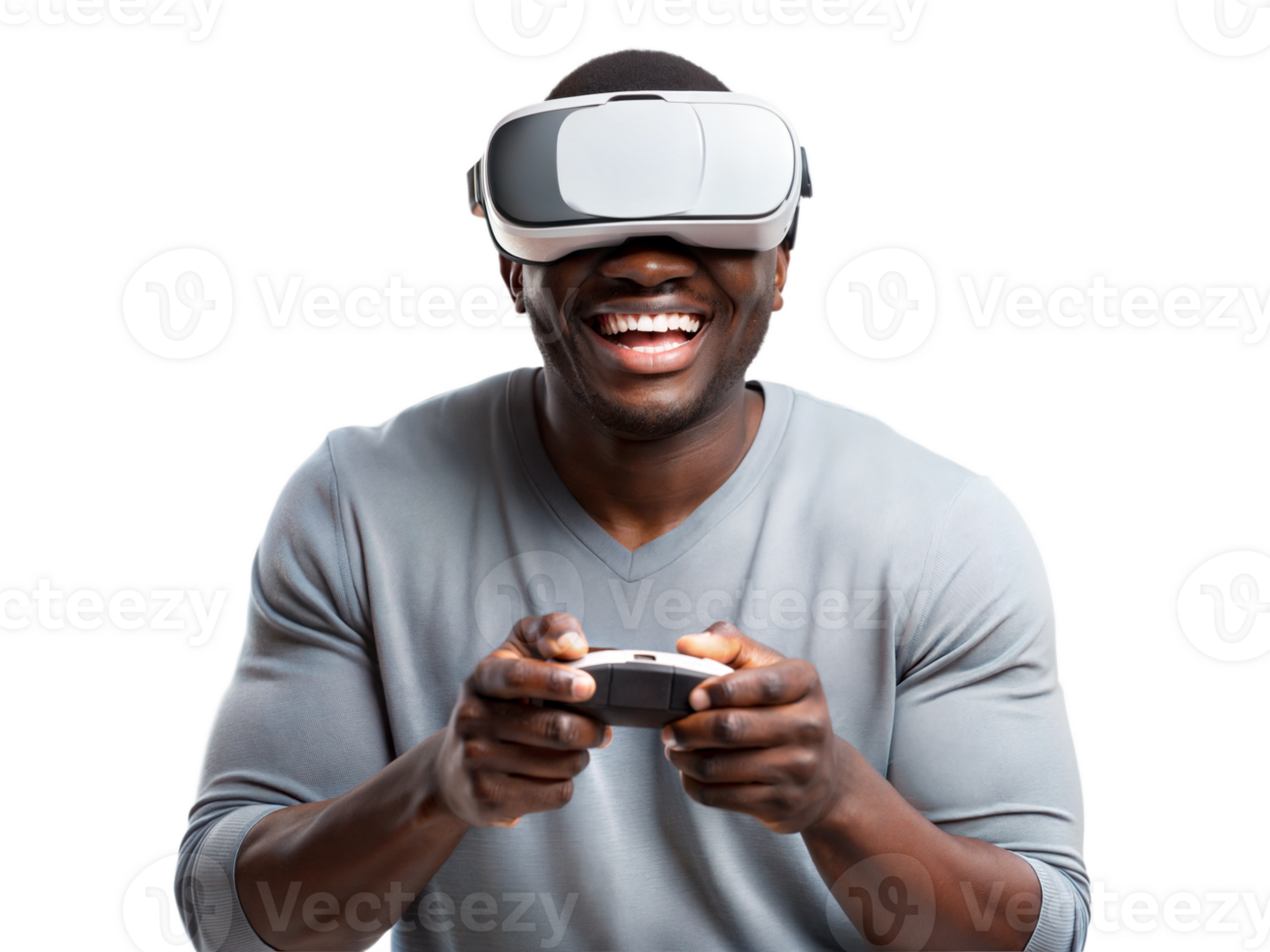 A person enjoying virtual reality gaming indoors png