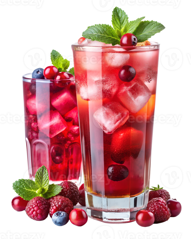 Berry drinks with mint for summer png