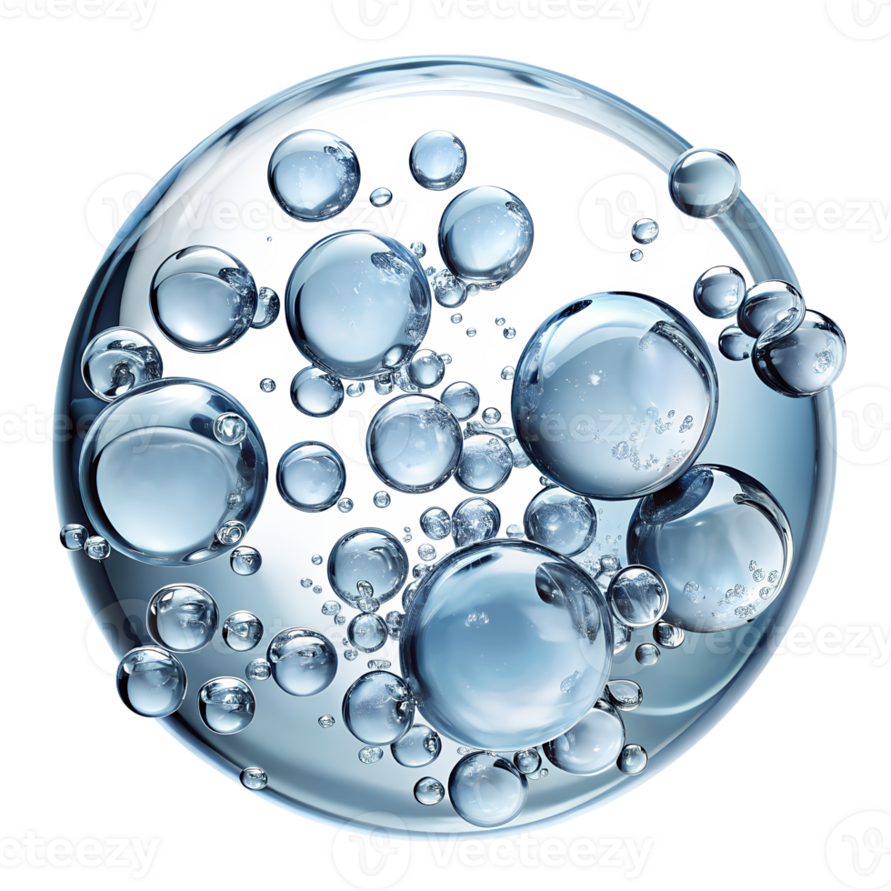 Clear bubbles floating in a liquid at high detail png