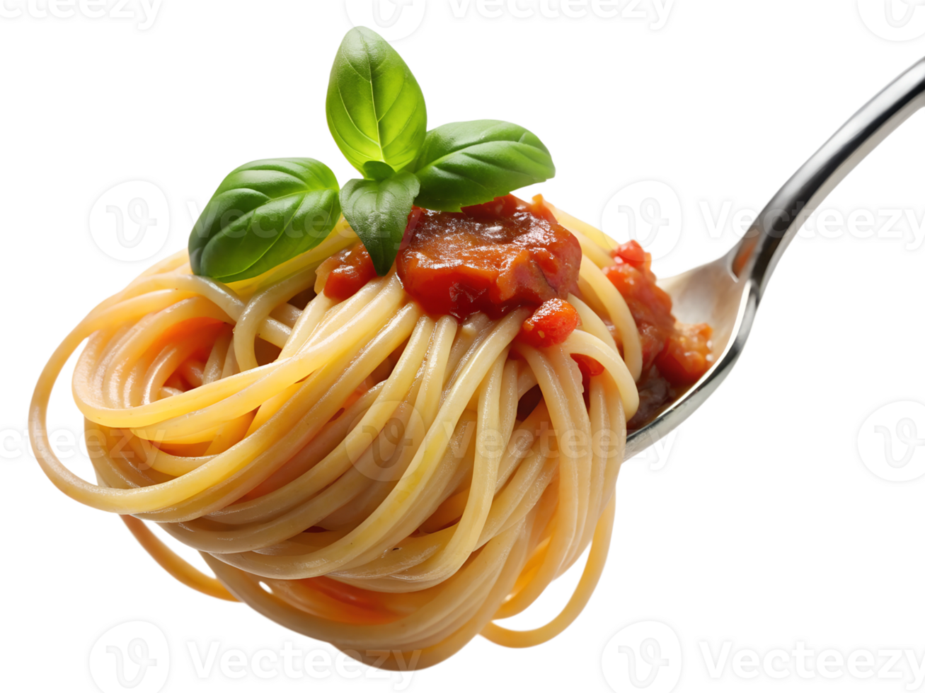 Spaghetti with tomato sauce and basil png