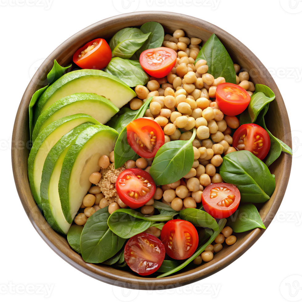 Fresh salad with spinach, tomatoes, and cucumbers png