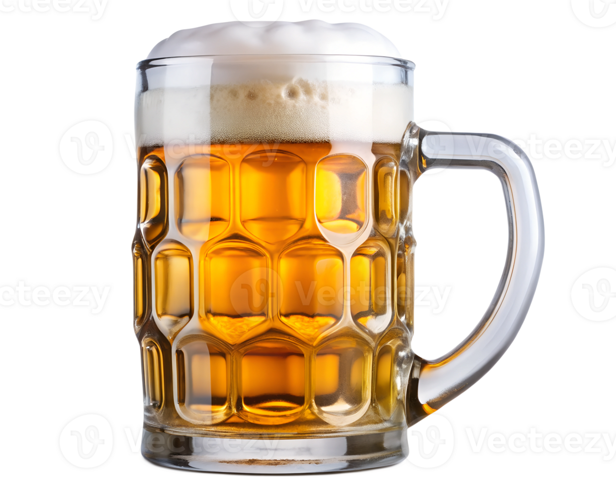 Refreshing golden beer served in a glass mug png