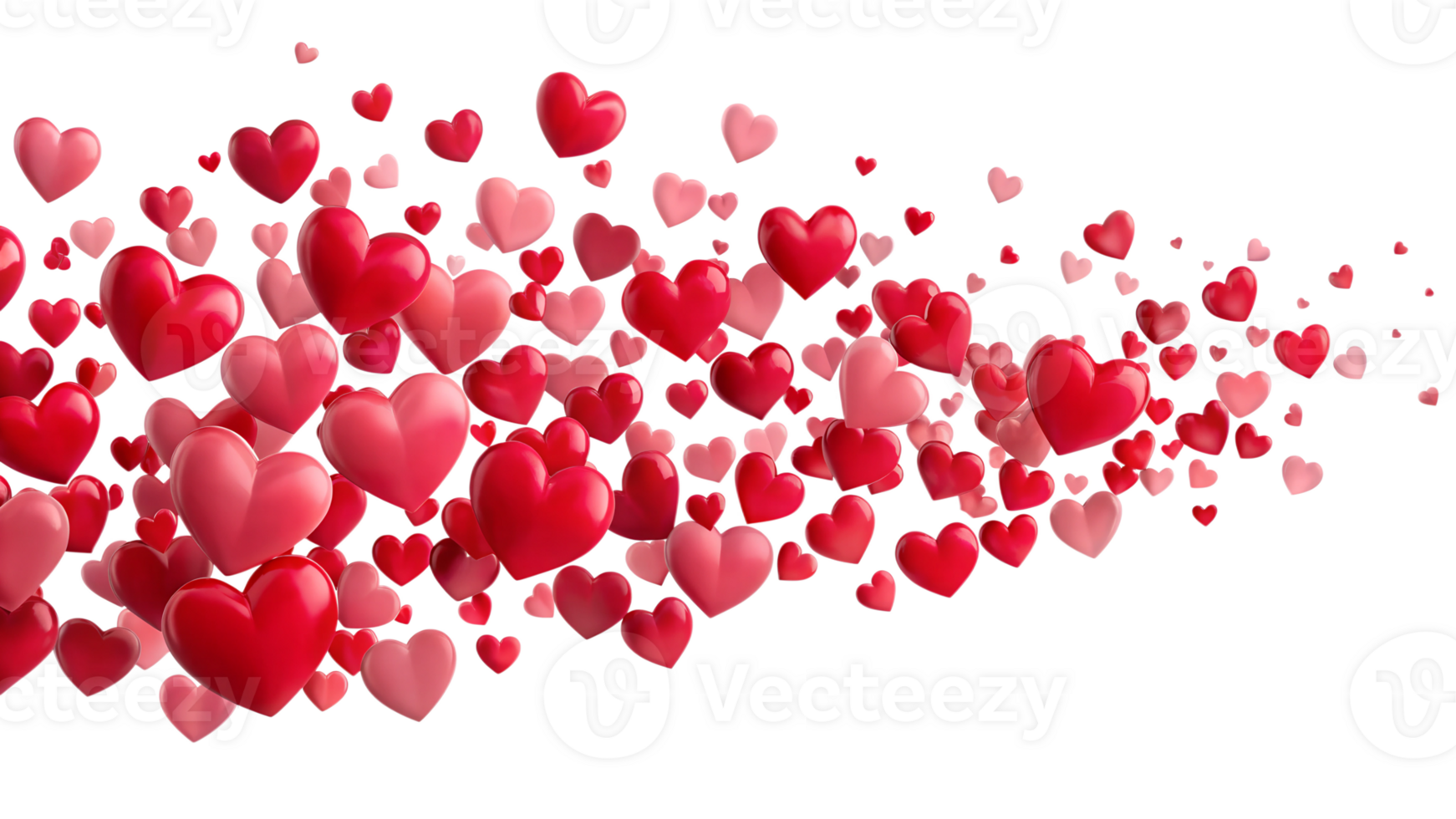Colorful hearts floating in a dreamy atmosphere png