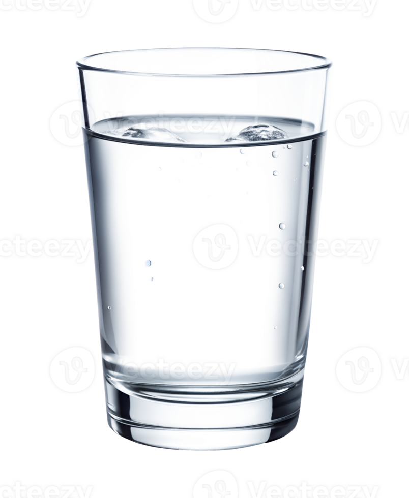 Clear glass of ice cold water on a table png