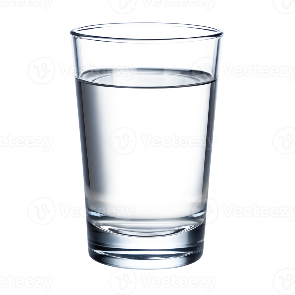 Clear water glass on a plain surface png