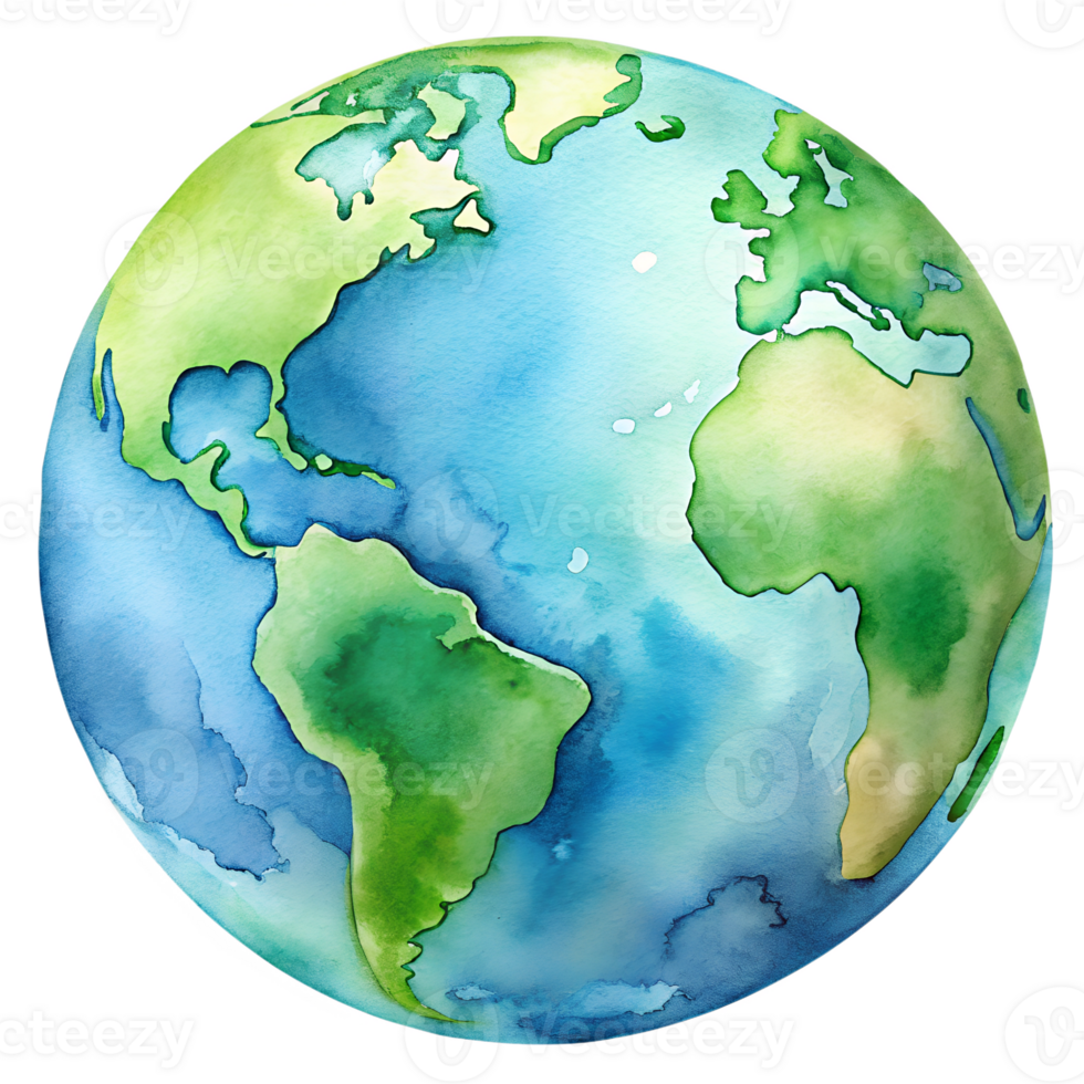 A colorful watercolor representation of Earth png