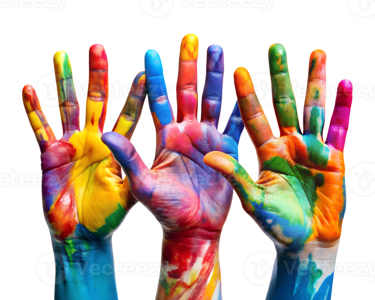 Vibrant hands showcase joy and creativity png