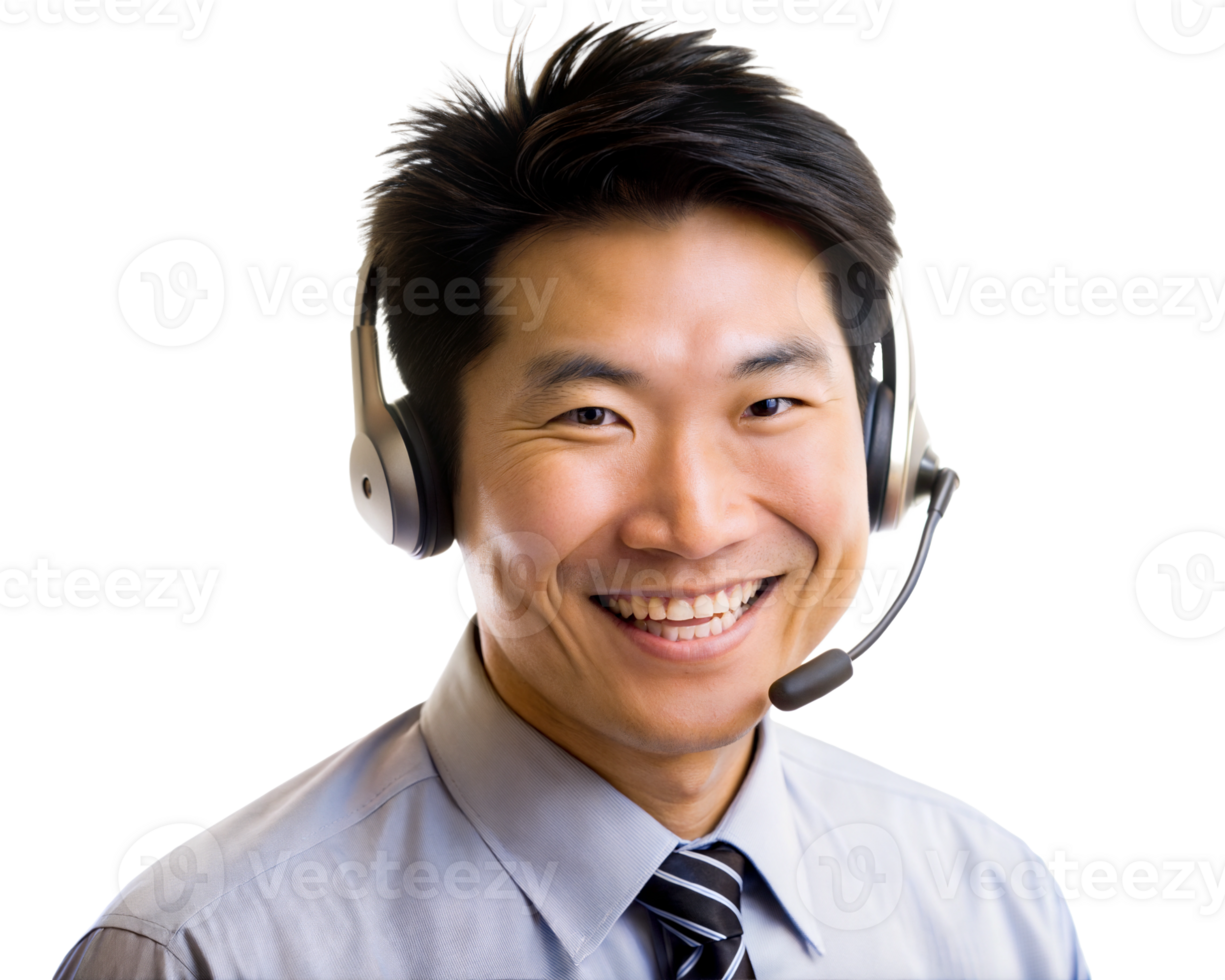 Smiling professional with headset in office png