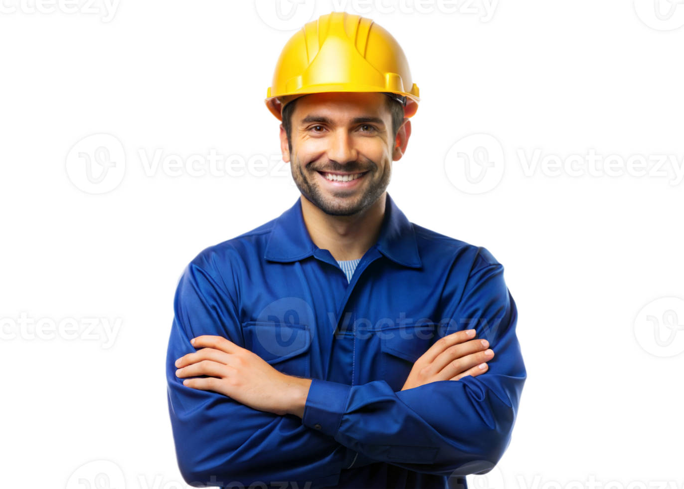 Smiling construction worker in safety gear png