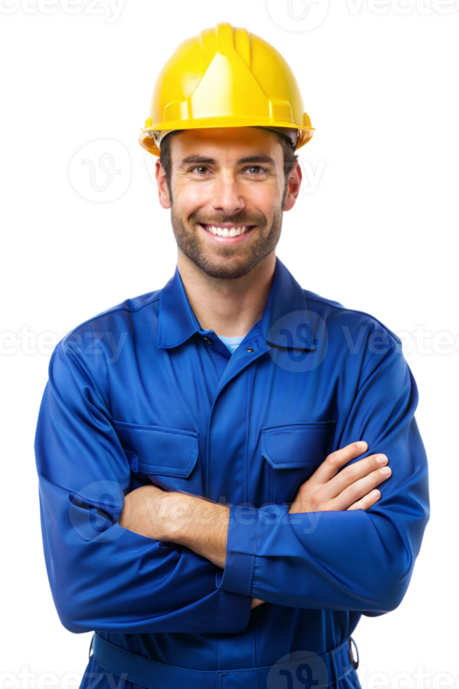 Dedicated construction worker wearing a hard hat png