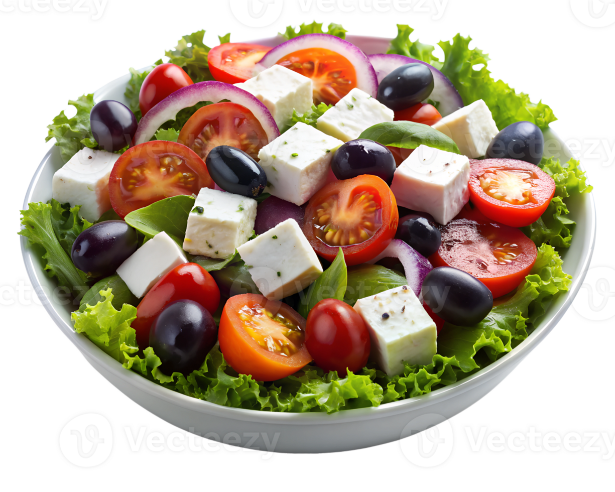 Fresh salad with tomatoes, olives, and feta cheese png