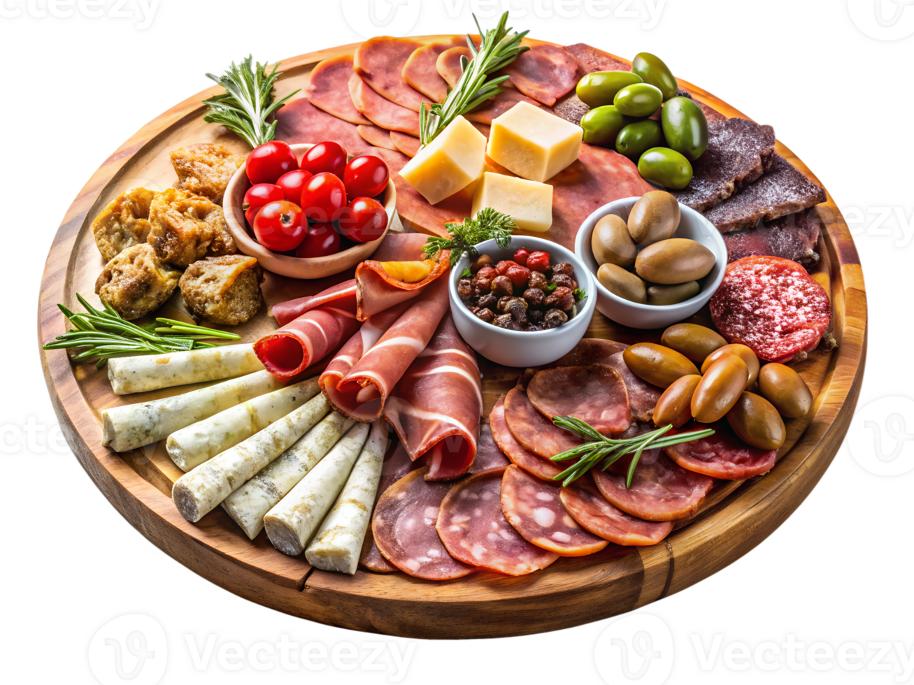 Tasty charcuterie with meats and cheese png