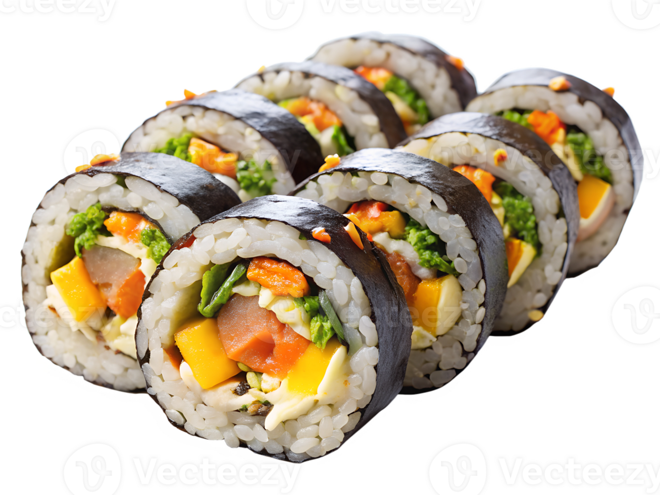 Colorful sushi rolls on display png