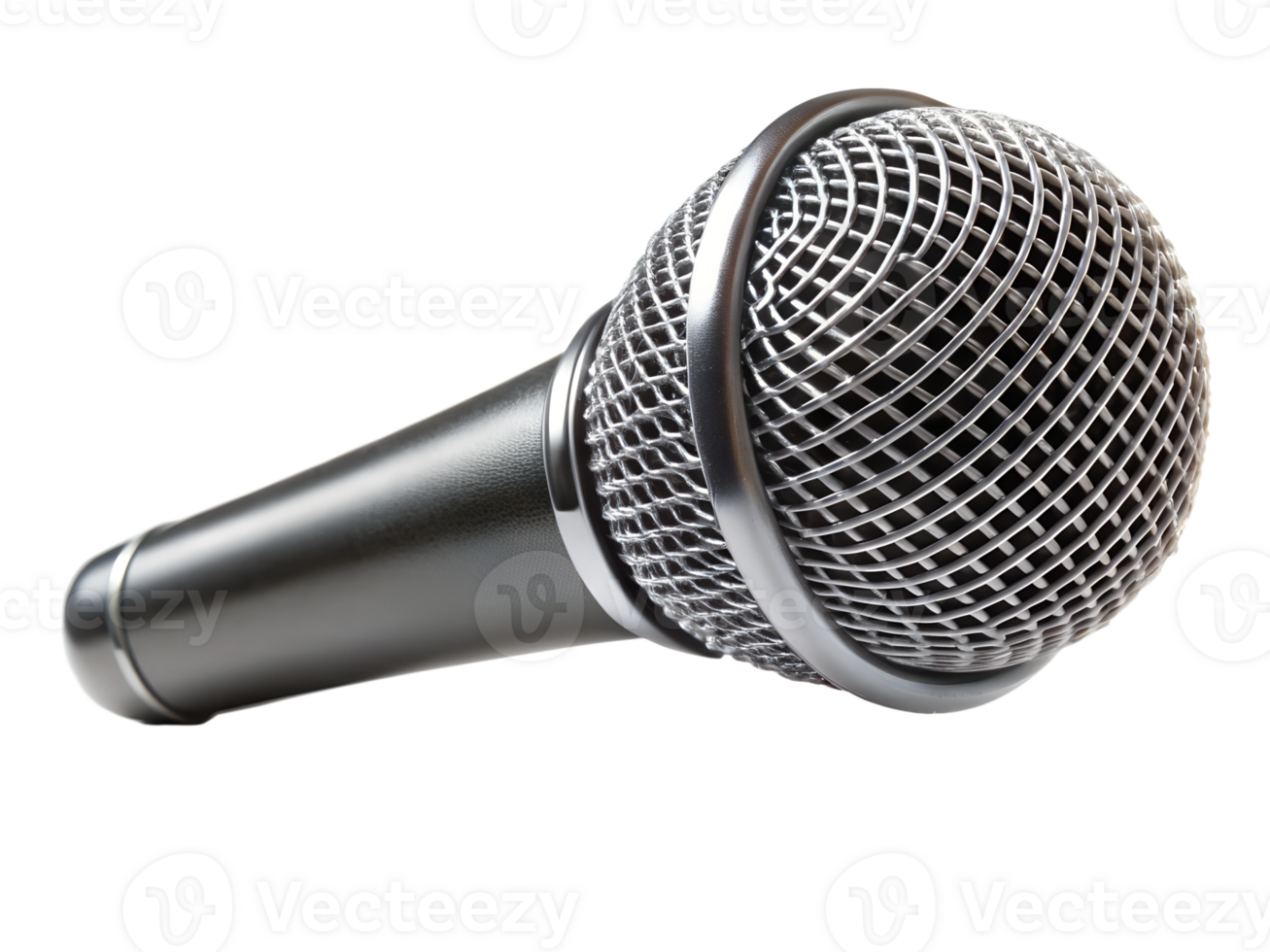 Microphone with a black body and silver mesh head png
