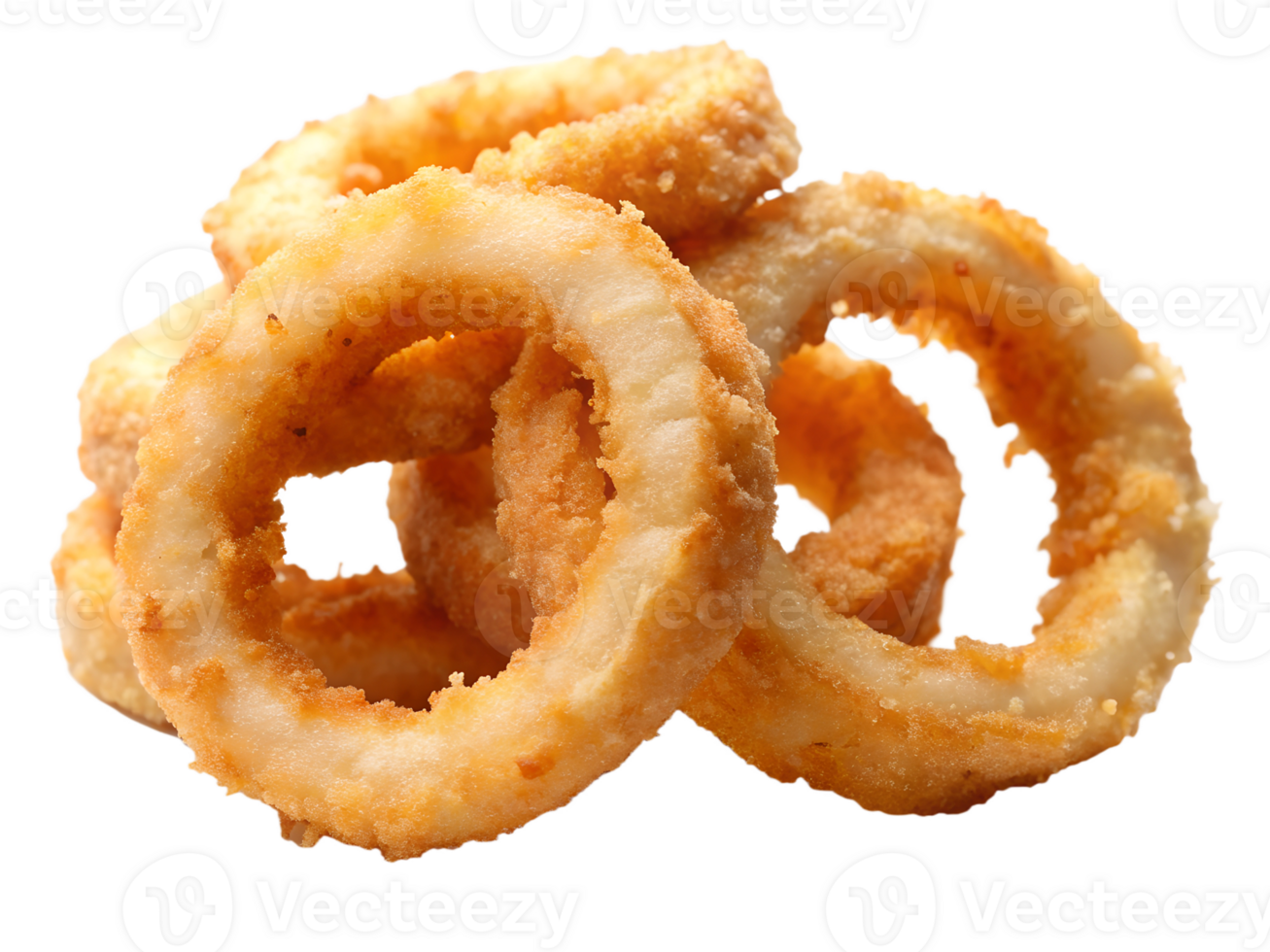 Crispy fried onion rings served on a white surface png