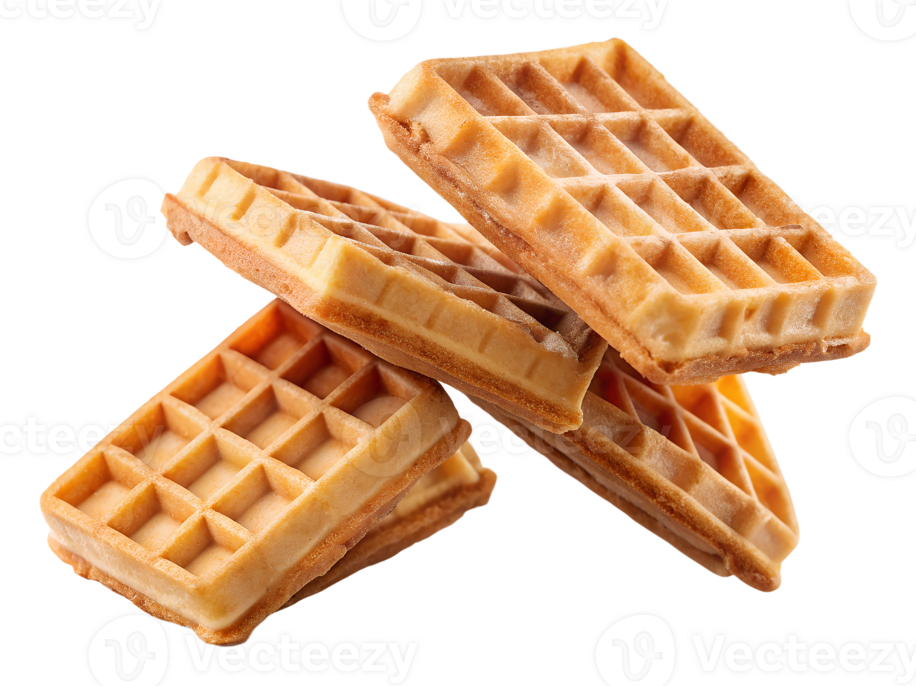 Stacked golden waffles for breakfast png