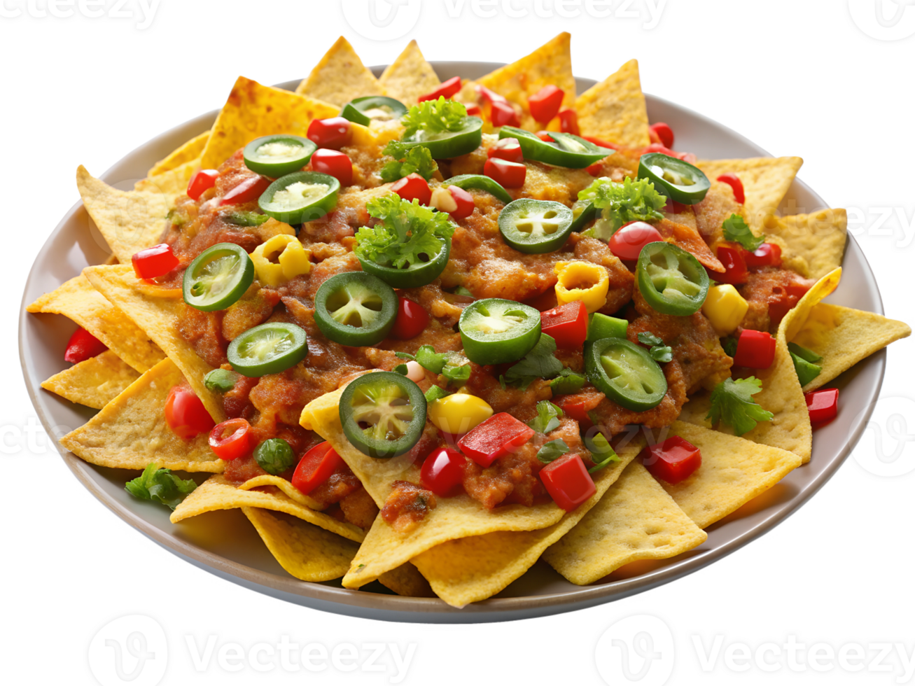 Vibrant nachos with veggies and salsa png