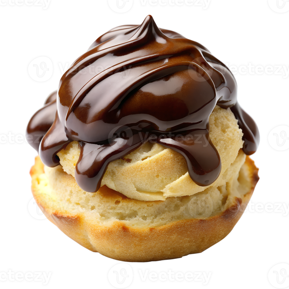 Chocolate topped dessert on display png