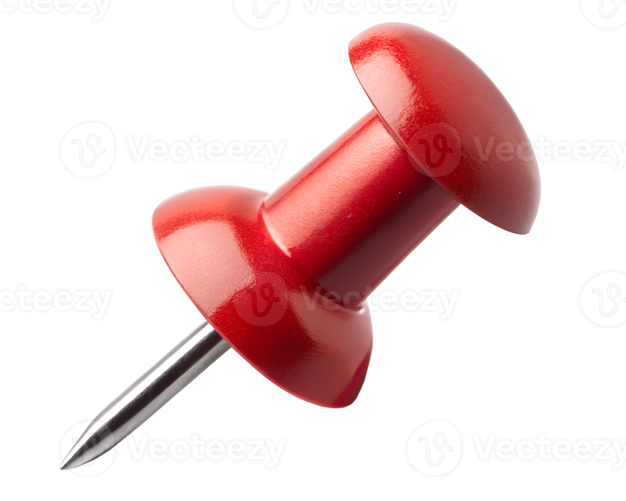 Red pushpin lying on a white background png