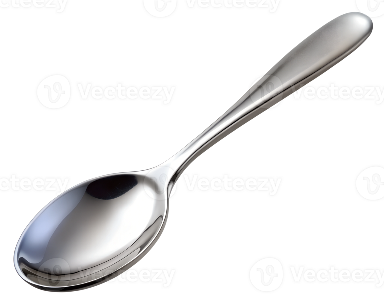 Simple stainless steel spoon resting on a surface png