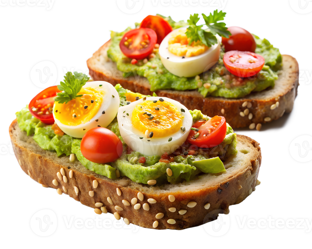 Avocado toast with eggs tomatoes png