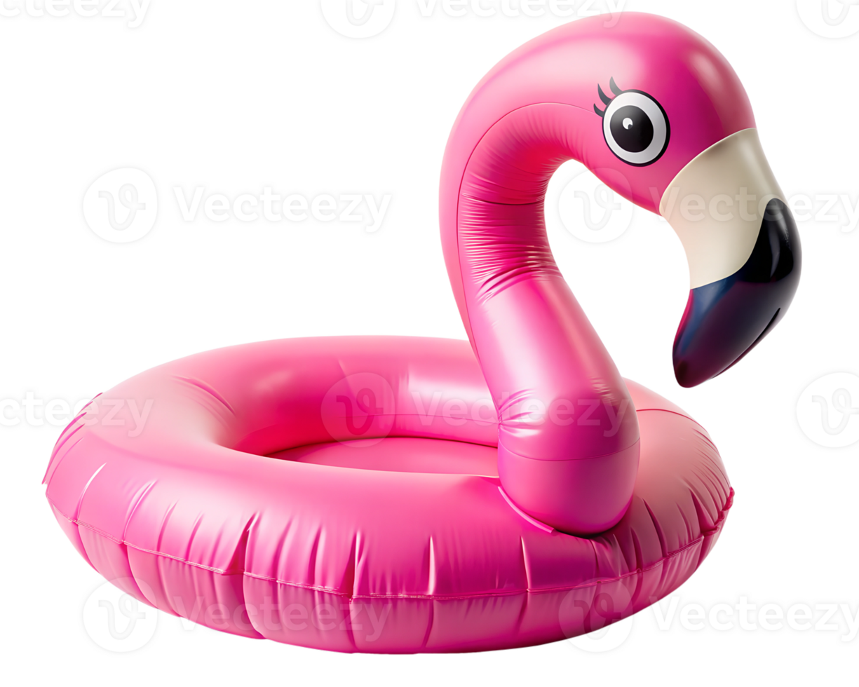 Bright pink flamingo pool float for summer fun png