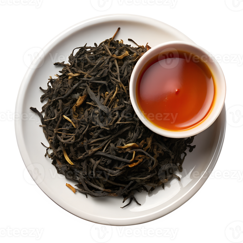 Black tea leaves on a plate png