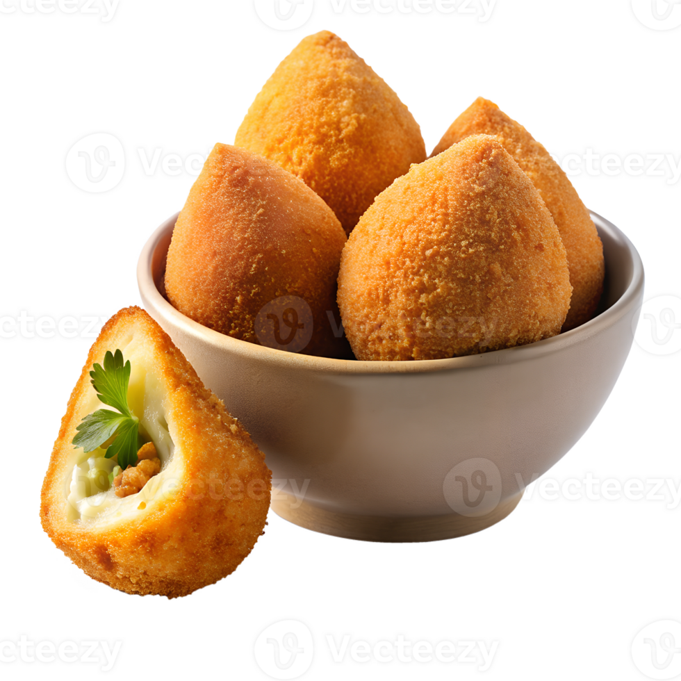 Crispy potato croquettes served in a beige bowl png