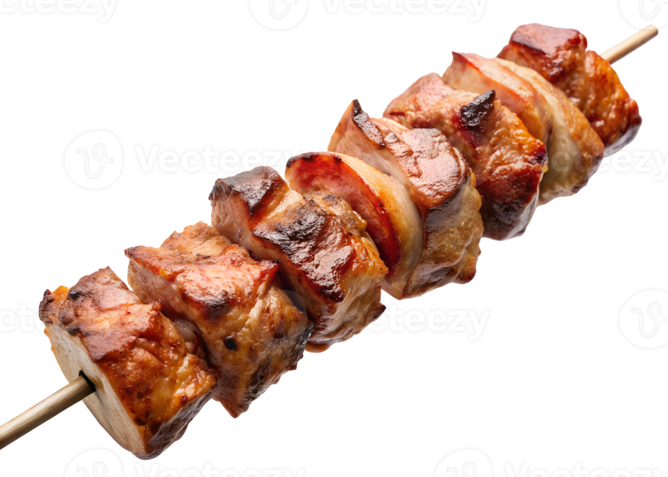 Grilled pork skewers with onions on a stick png