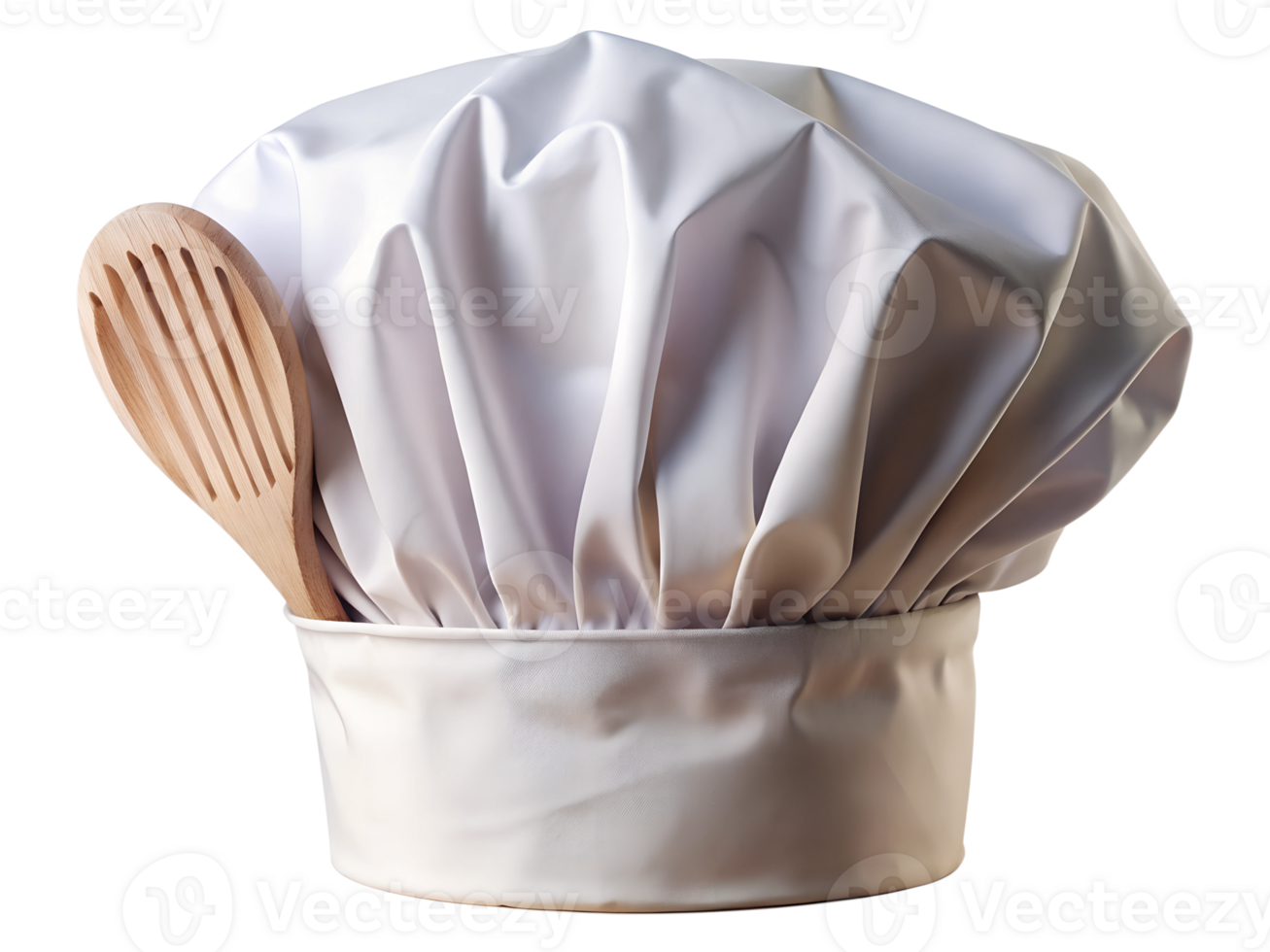 A chef hat with a wooden spoon placed inside png