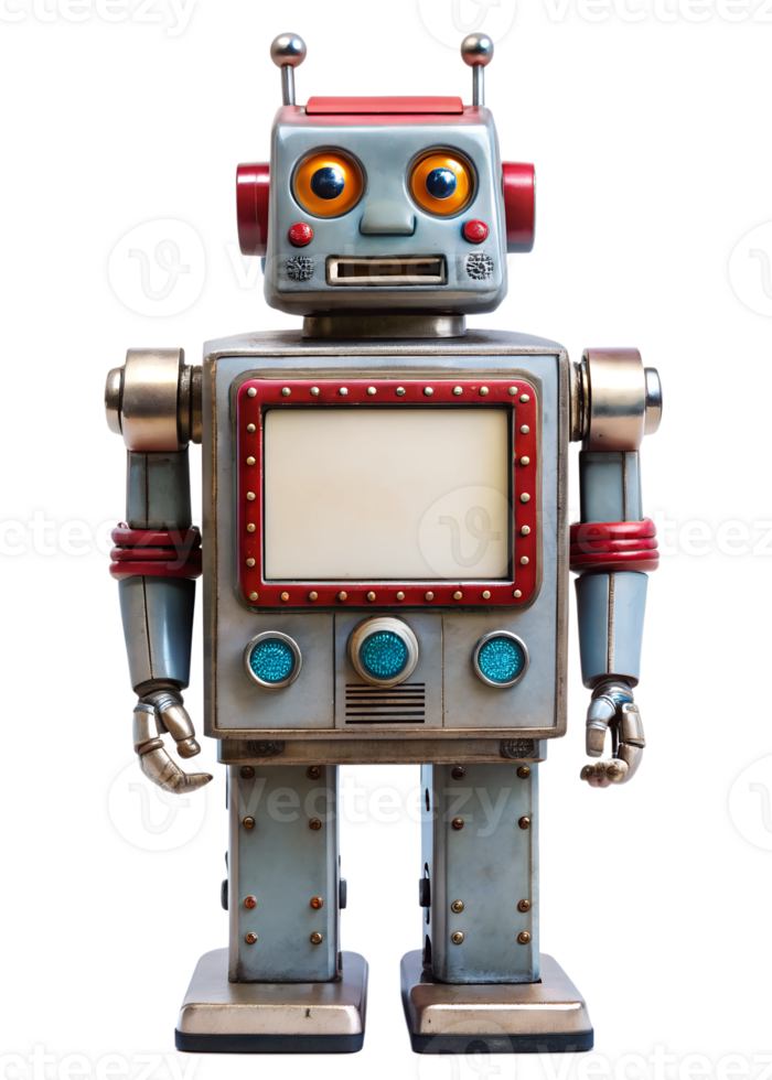 Colorful vintage robot toy png
