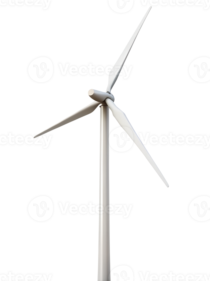Wind turbine generating energy in clear skies png