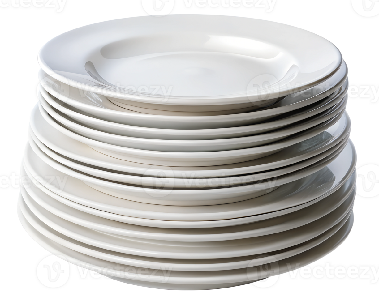 Stacked white plates ready for a dinner gathering png