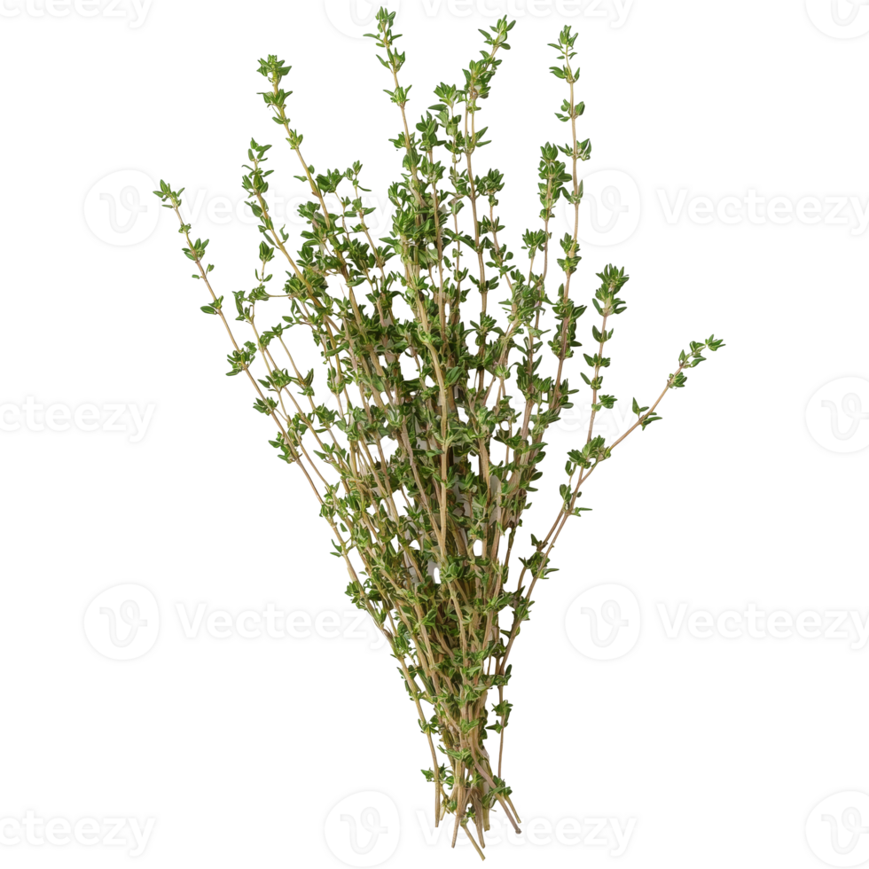 Thyme sprigs on wood in daylight png