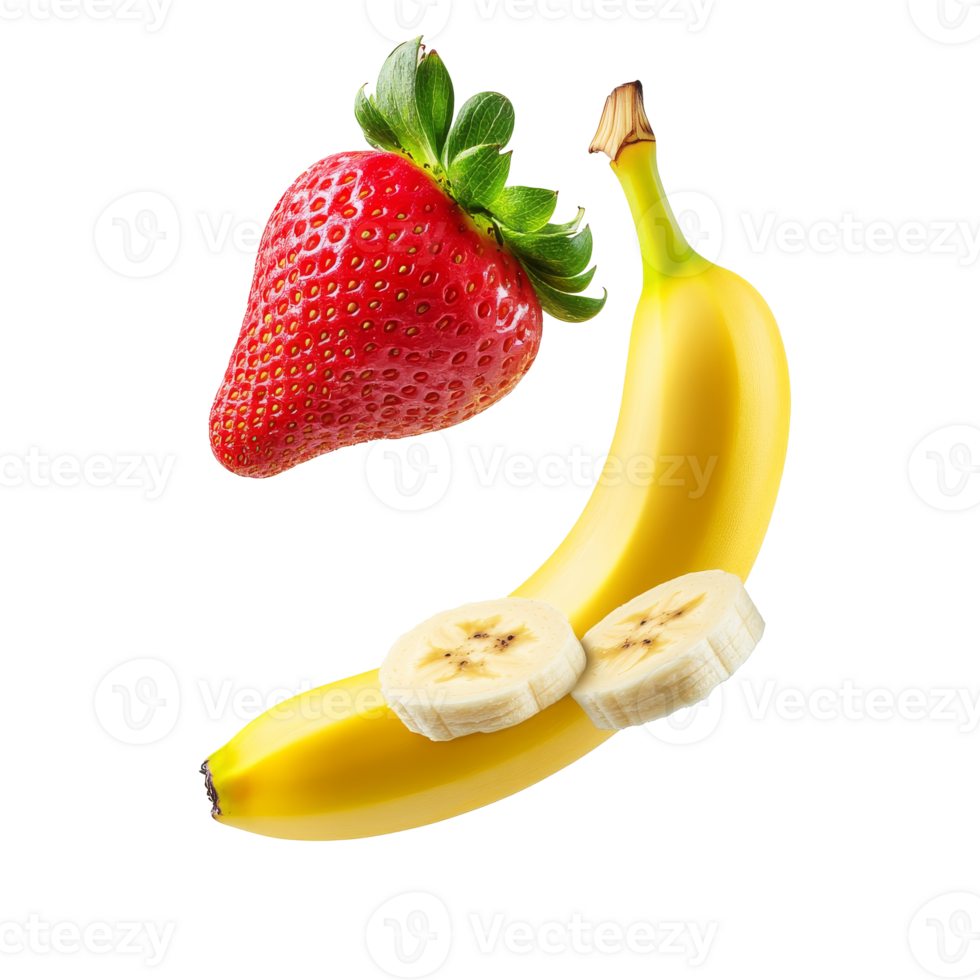 Fresh fruit mix with banana and strawberry png