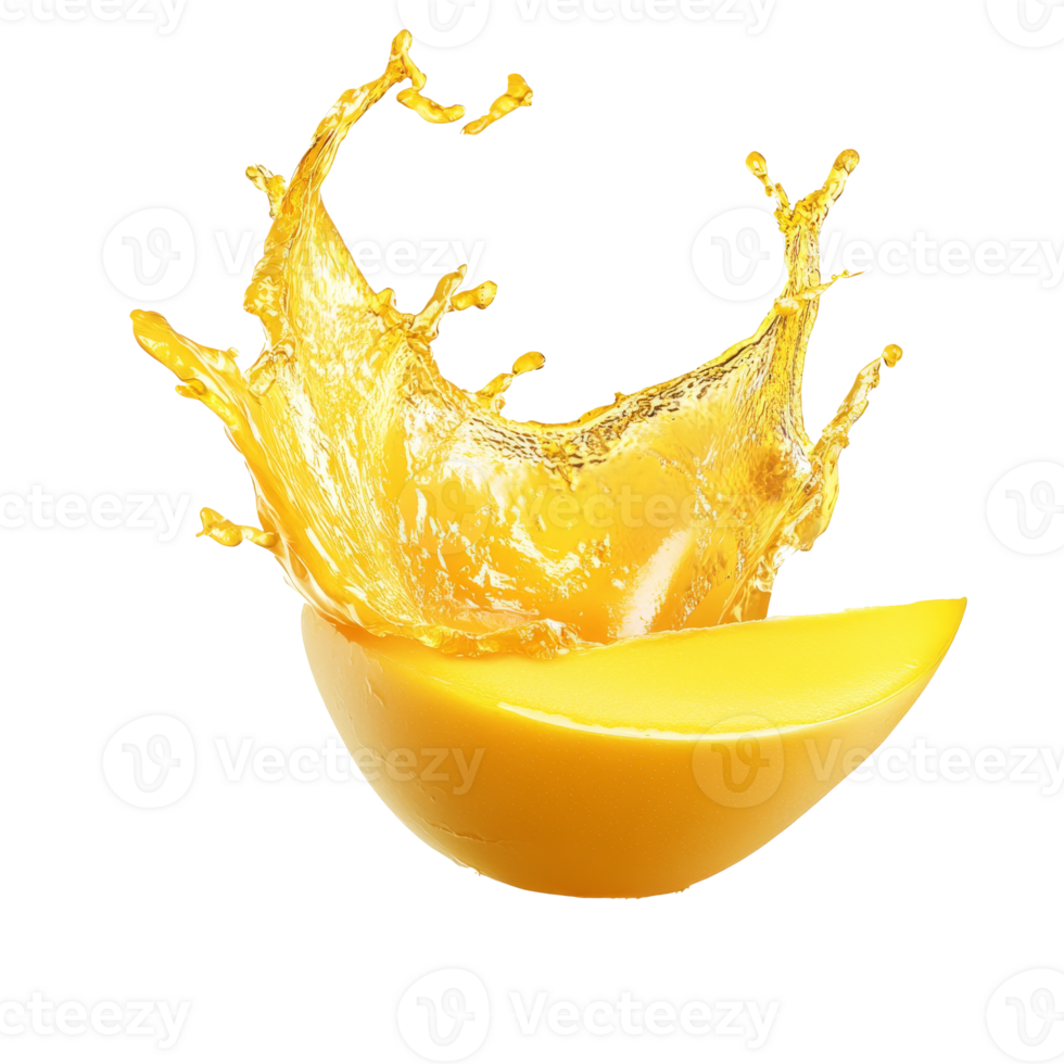 Yellow slice splashes in bright backdrop png