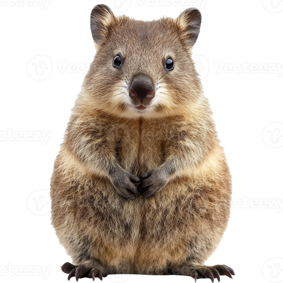 A cute quokka stands with a friendly expression png