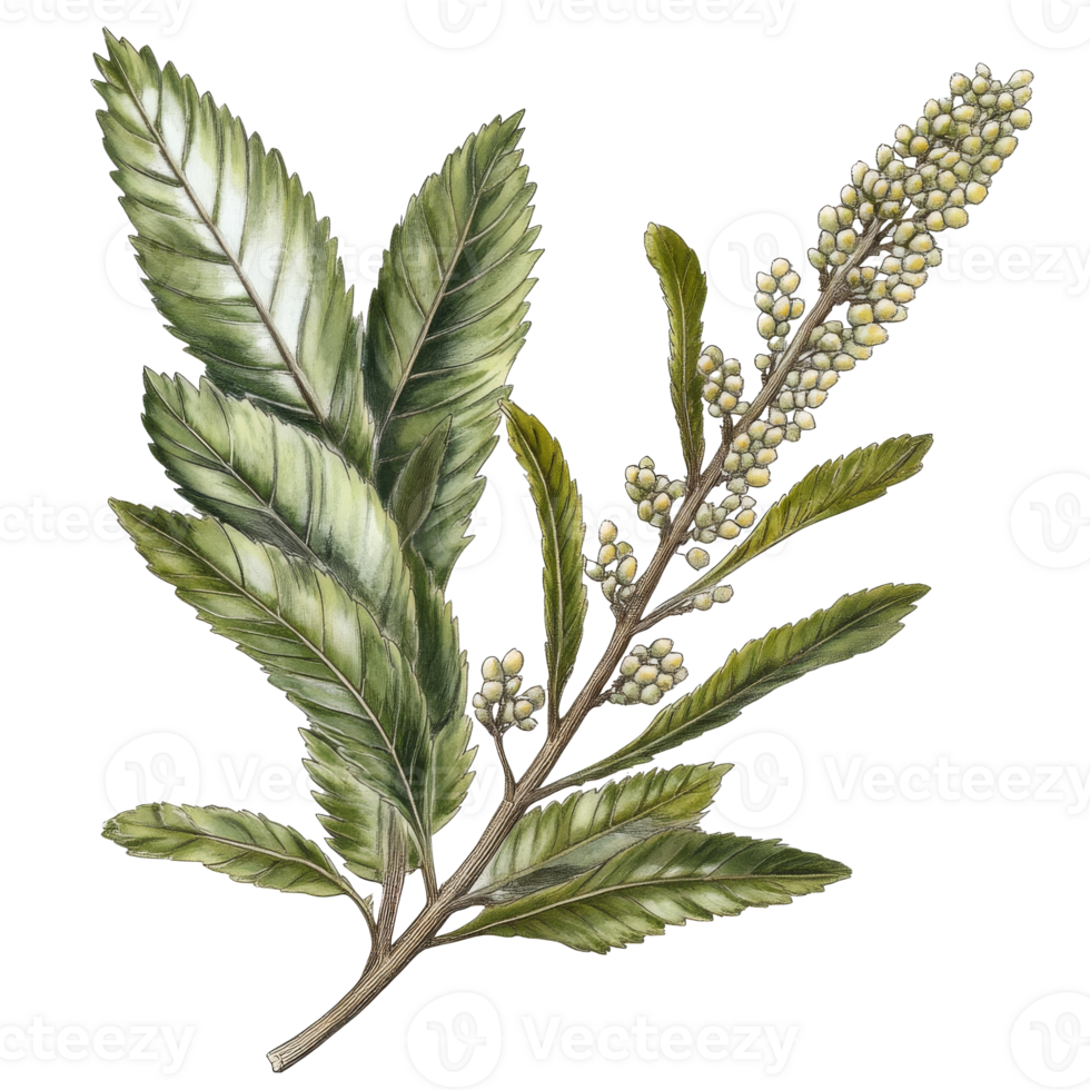 Botanical illustration of a flower branch png