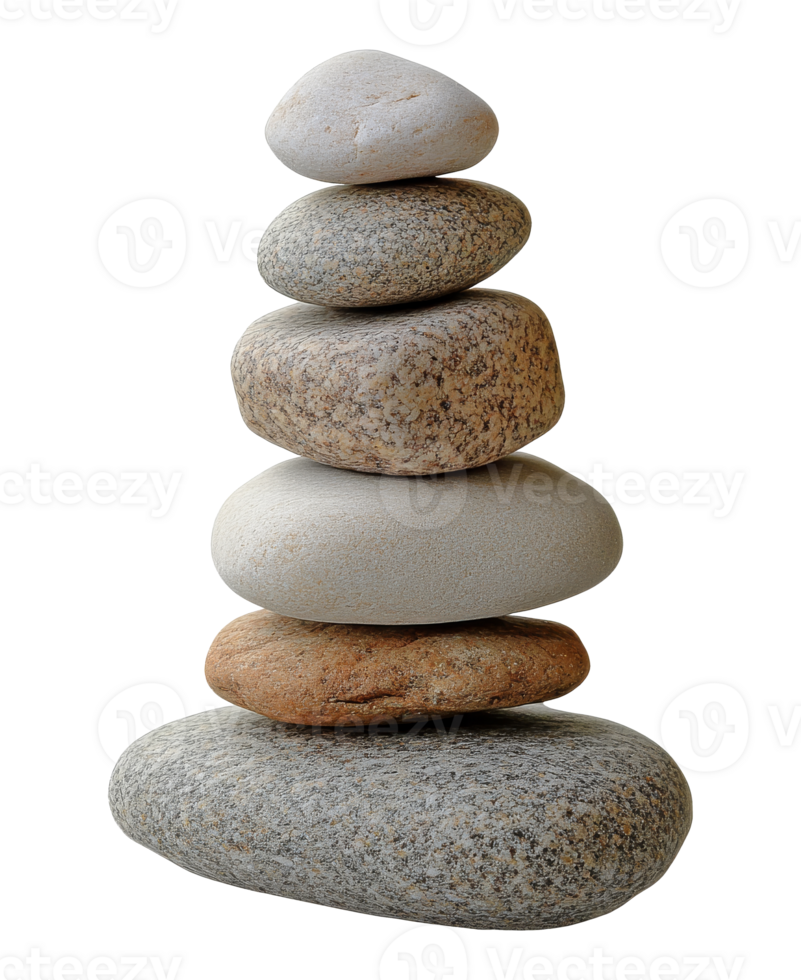 A balanced stack of smooth stones in neutral tones png