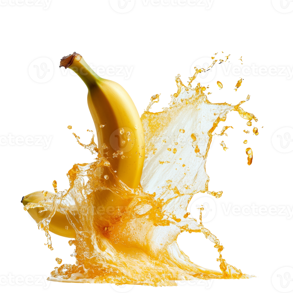 Bananas in juice on white background png
