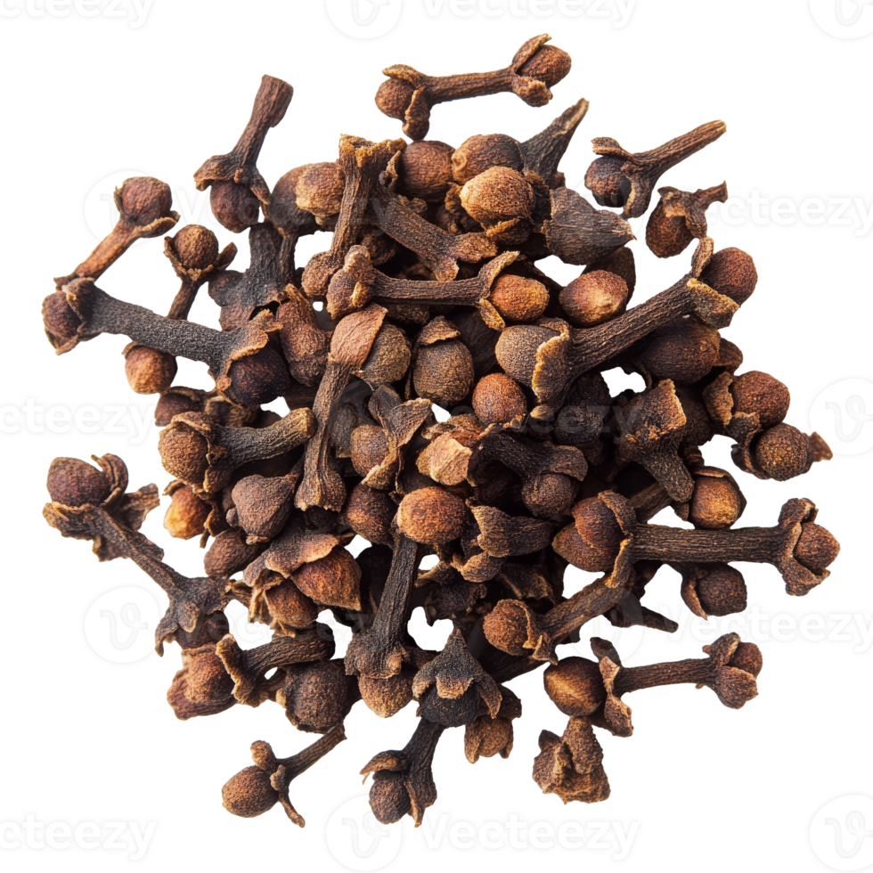 Ground clove buds arranged in a decorative mound png