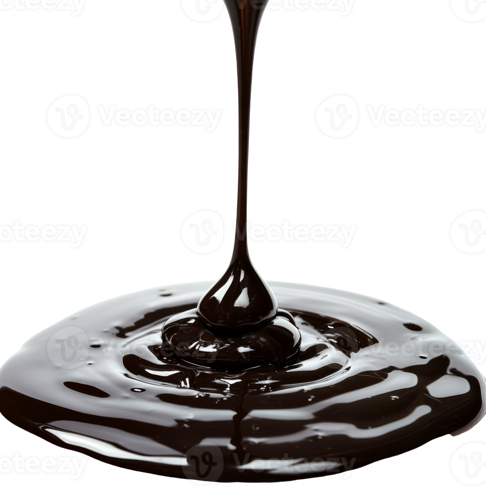Thick chocolate syrup pouring on a smooth surface png